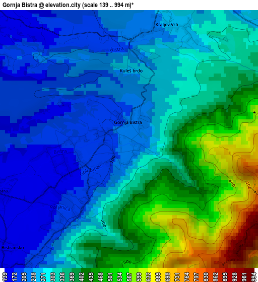 Gornja Bistra elevation map