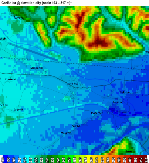 Gorišnica elevation map