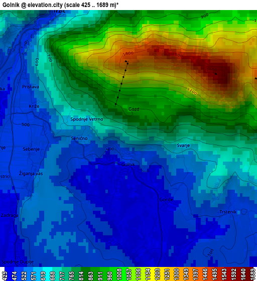 Golnik elevation map