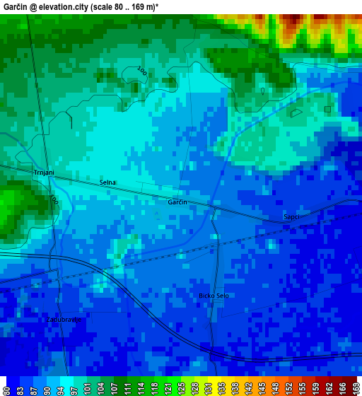 Garčin elevation map