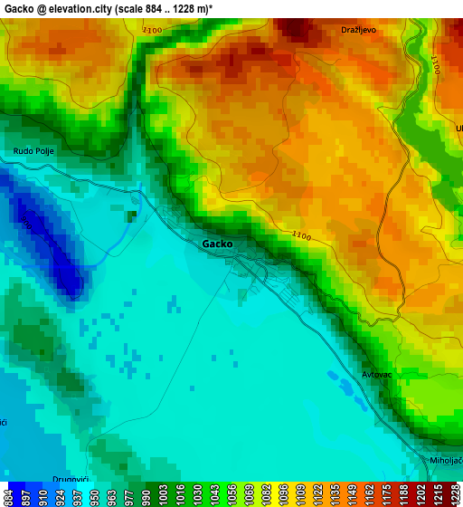 Gacko elevation map