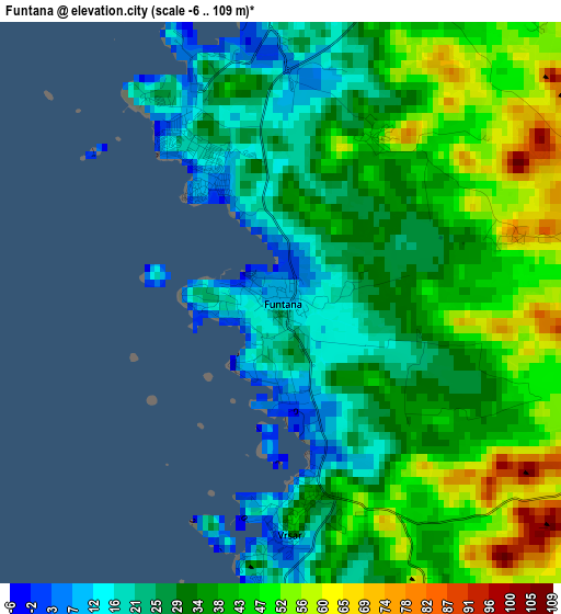 Funtana elevation map