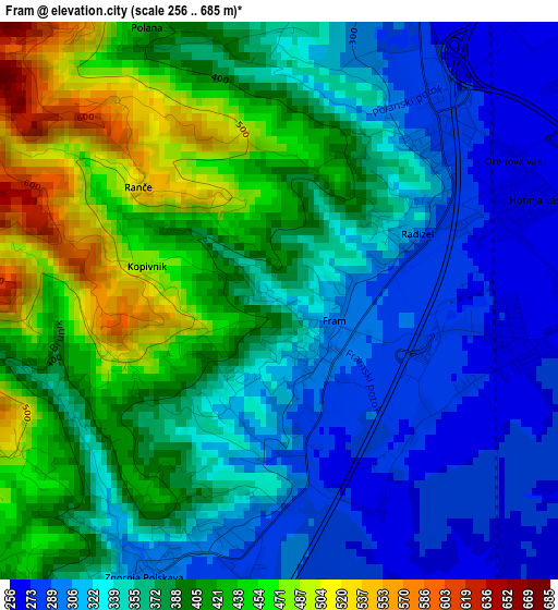 Fram elevation map