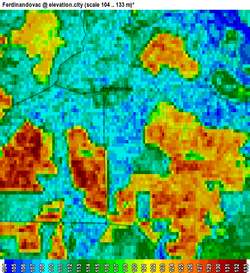 Ferdinandovac elevation map