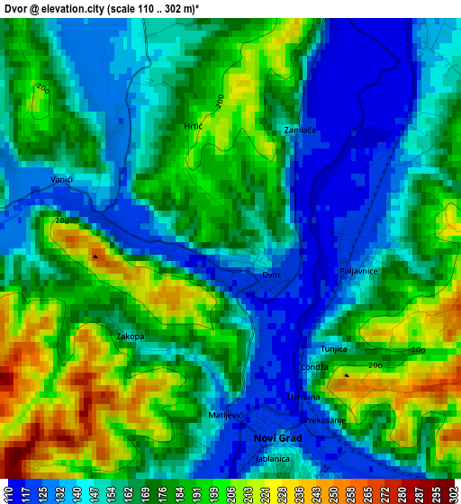 Dvor elevation map