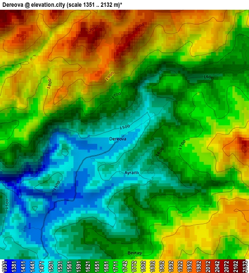 Dereova elevation map