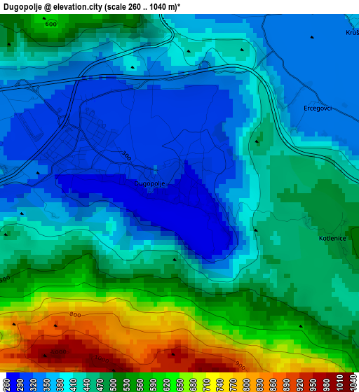 Dugopolje elevation map