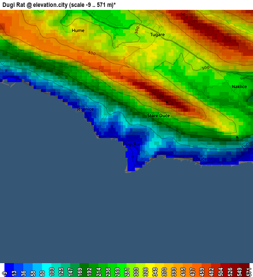 Dugi Rat elevation map