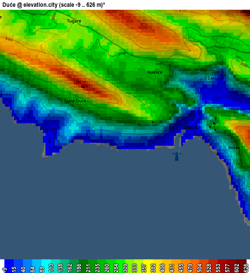 Duće elevation map