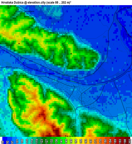 Hrvatska Dubica elevation map