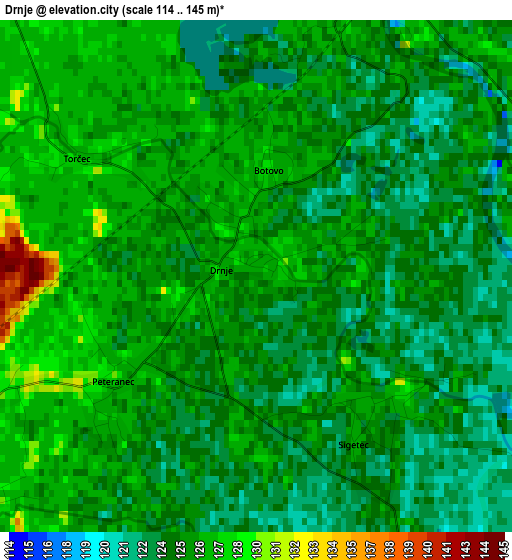 Drnje elevation map