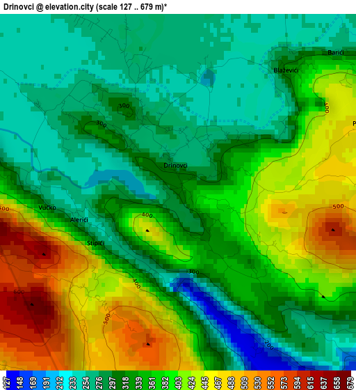 Drinovci elevation map