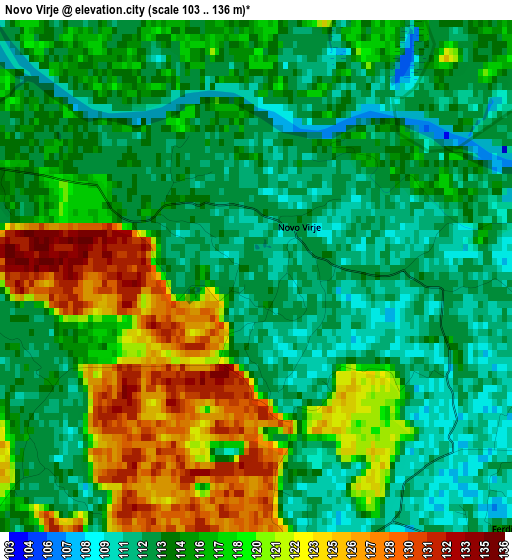 Novo Virje elevation map