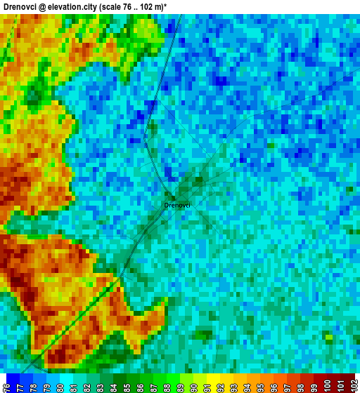 Drenovci elevation map