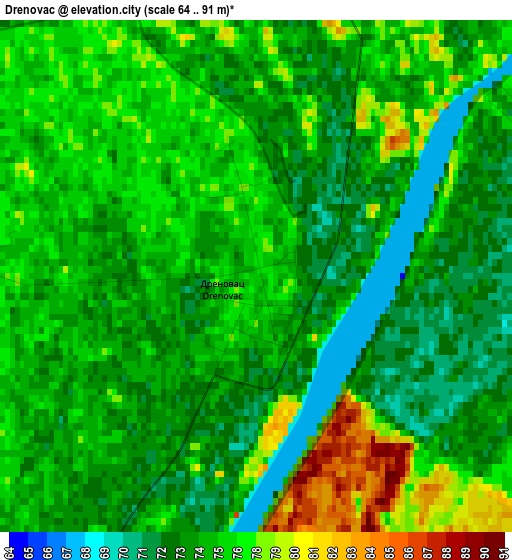 Drenovac elevation map