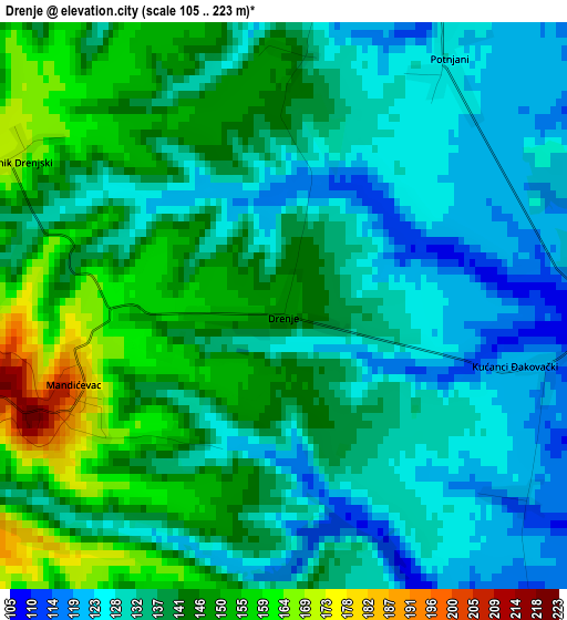 Drenje elevation map