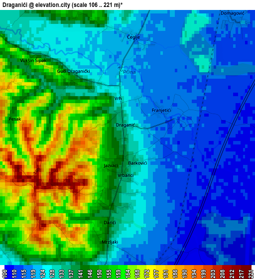 Draganići elevation map