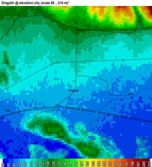 Dragalić elevation map