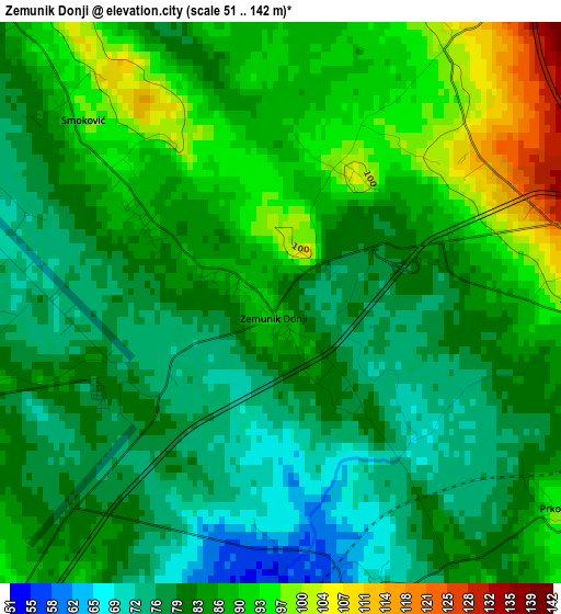 Zemunik Donji elevation map