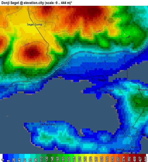 Donji Seget elevation map