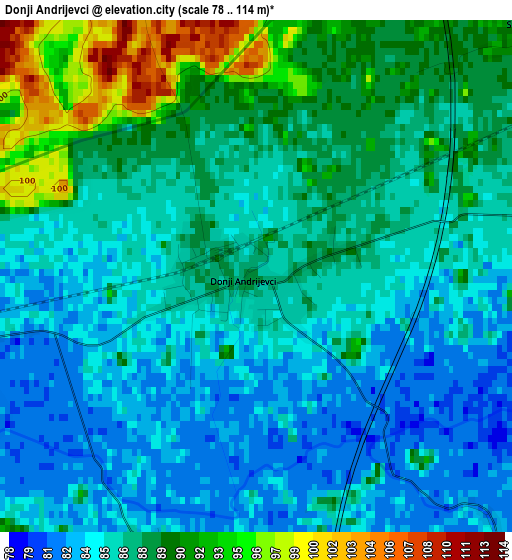 Donji Andrijevci elevation map