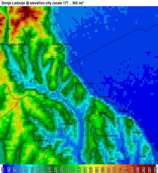 Donje Ladanje elevation map