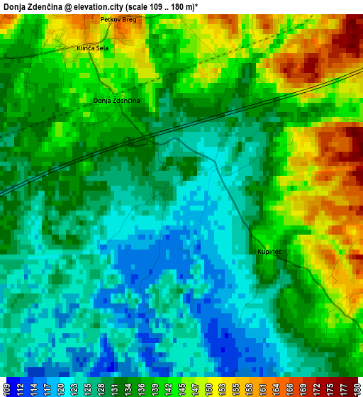 Donja Zdenčina elevation map