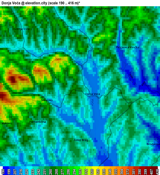 Donja Voća elevation map