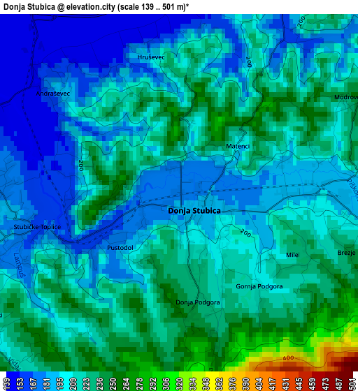 Donja Stubica elevation map