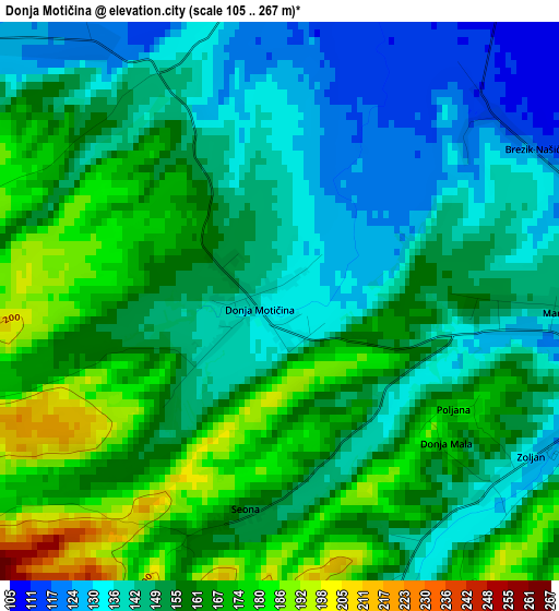 Donja Motičina elevation map