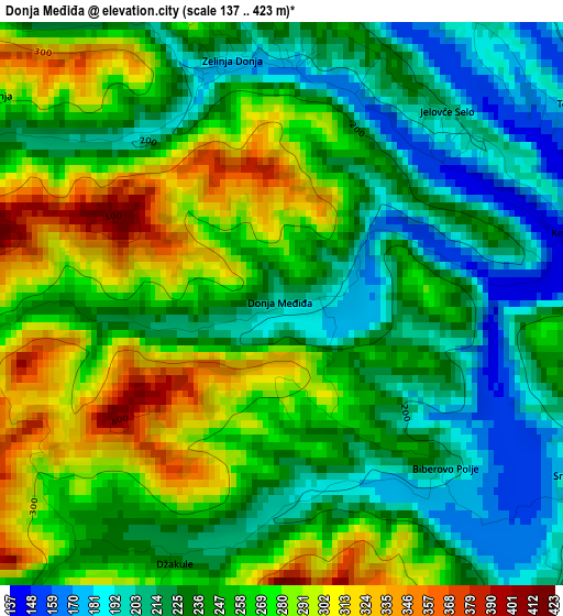 Donja Međiđa elevation map