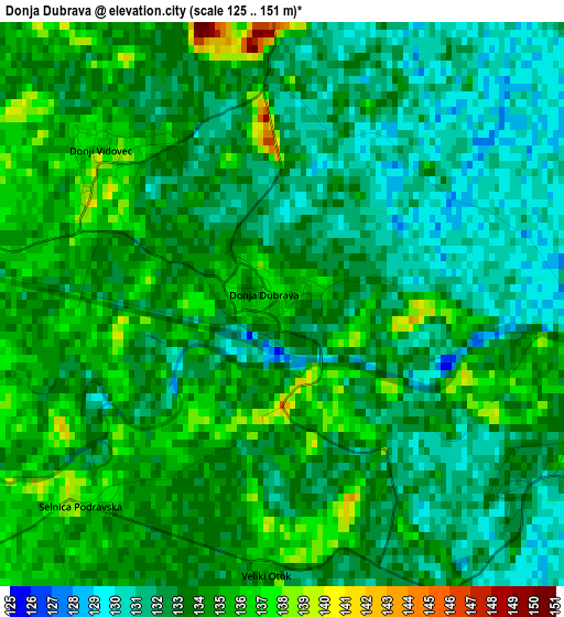 Donja Dubrava elevation map