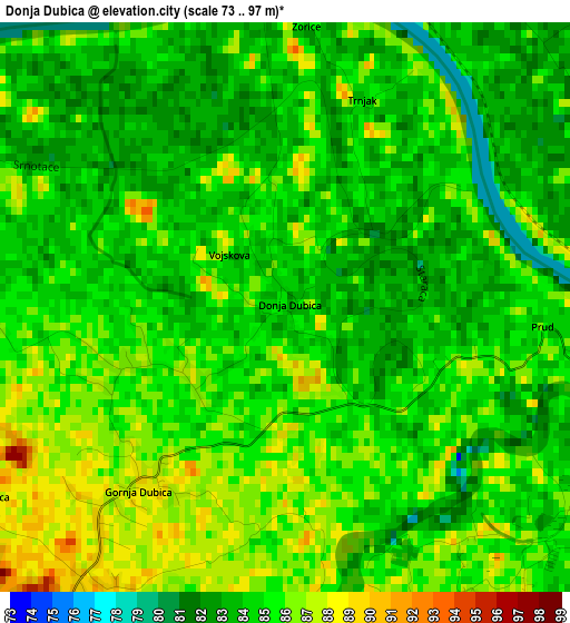 Donja Dubica elevation map