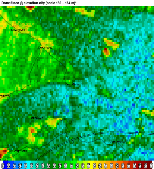 Domašinec elevation map