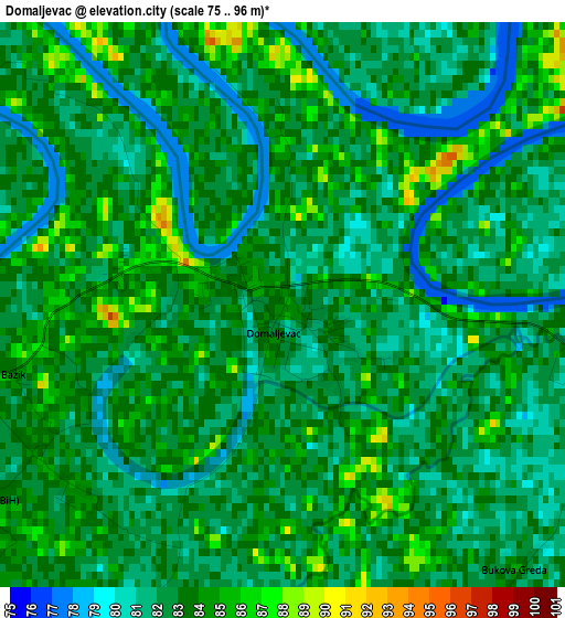 Domaljevac elevation map