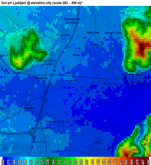 Dol pri Ljubljani elevation map