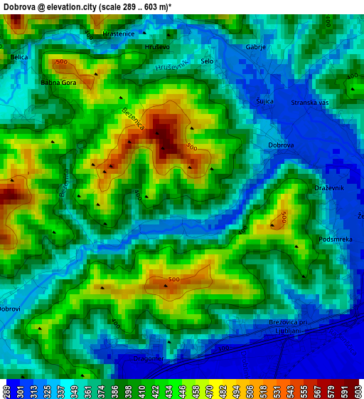 Dobrova elevation map