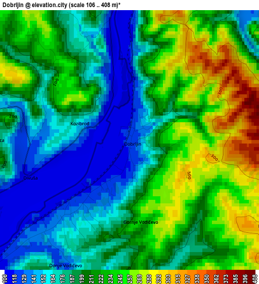 Dobrljin elevation map