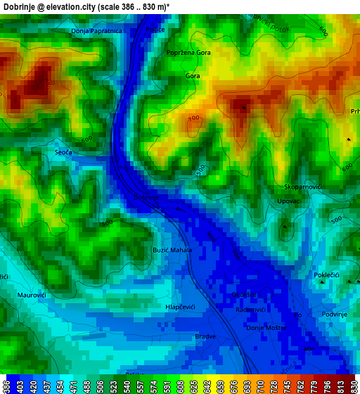 Dobrinje elevation map