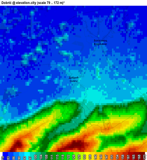 Dobrić elevation map