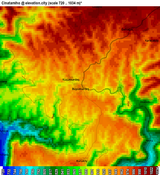 Cinatamiho elevation map