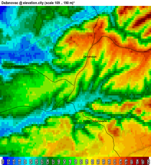 Dežanovac elevation map