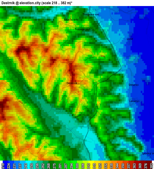 Destrnik elevation map