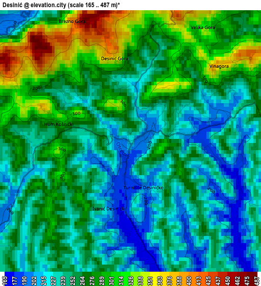 Desinić elevation map