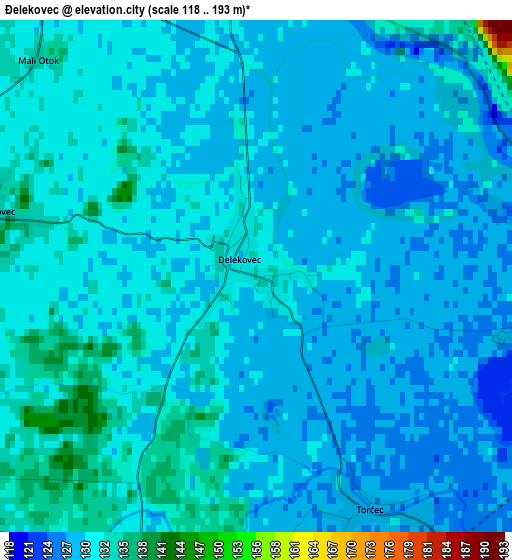 Ðelekovec elevation map