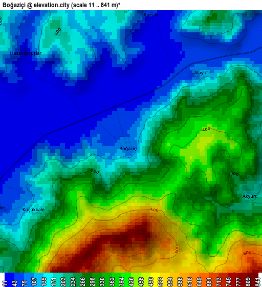 Boğaziçi elevation map