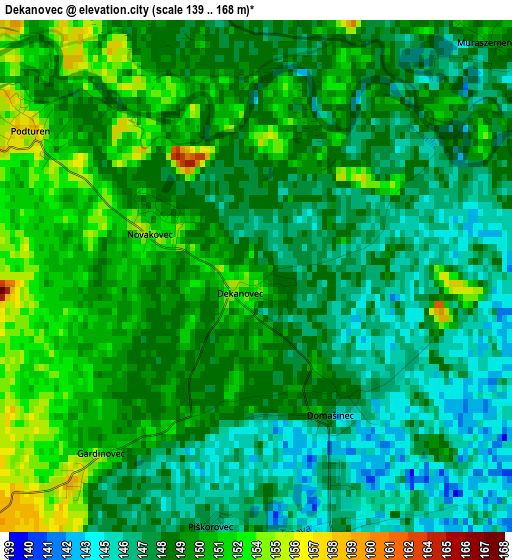 Dekanovec elevation map