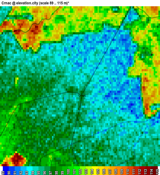 Crnac elevation map