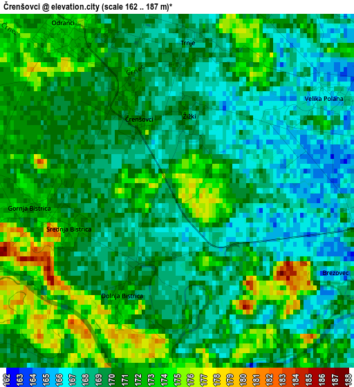 Črenšovci elevation map