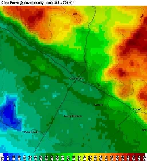 Cista Provo elevation map